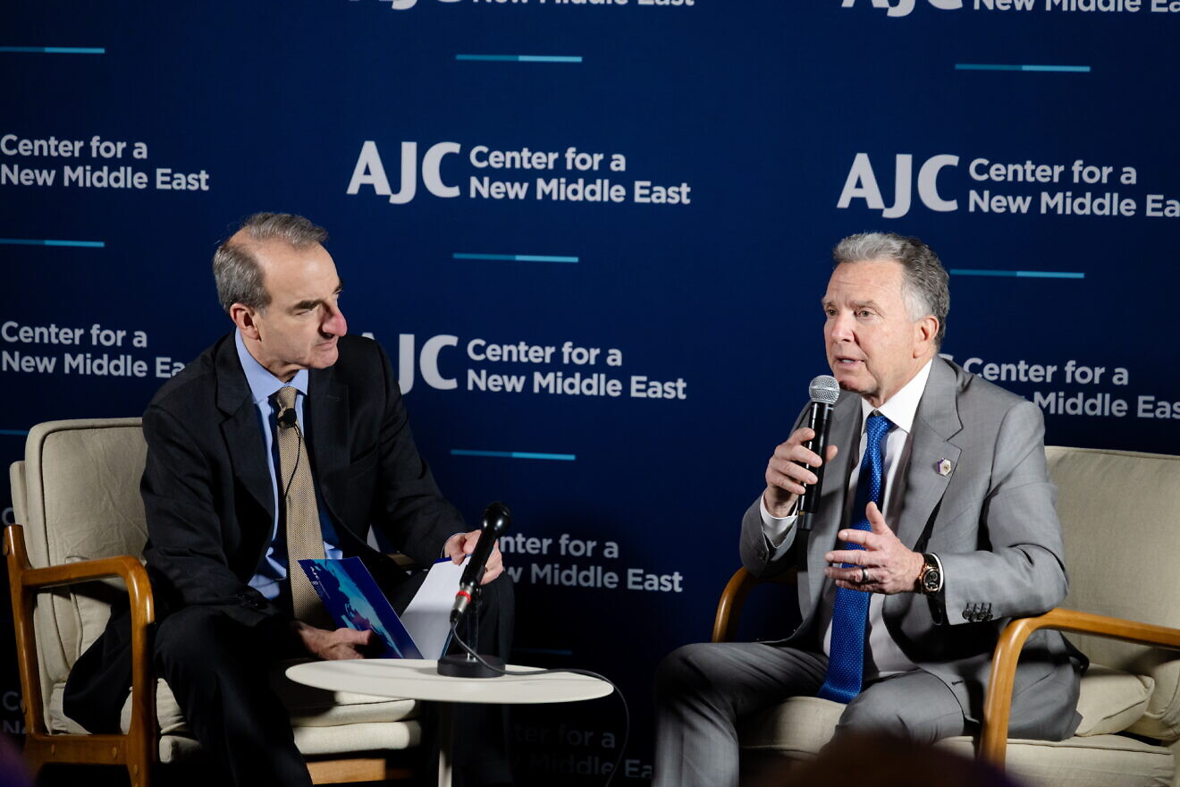 U.S. Special Envoy to the Middle East Steve Witkoff (right) speaks at an American Jewish Committee event in Washington, Feb. 25, 2025. Credit: AJC/Aryeh Photo.