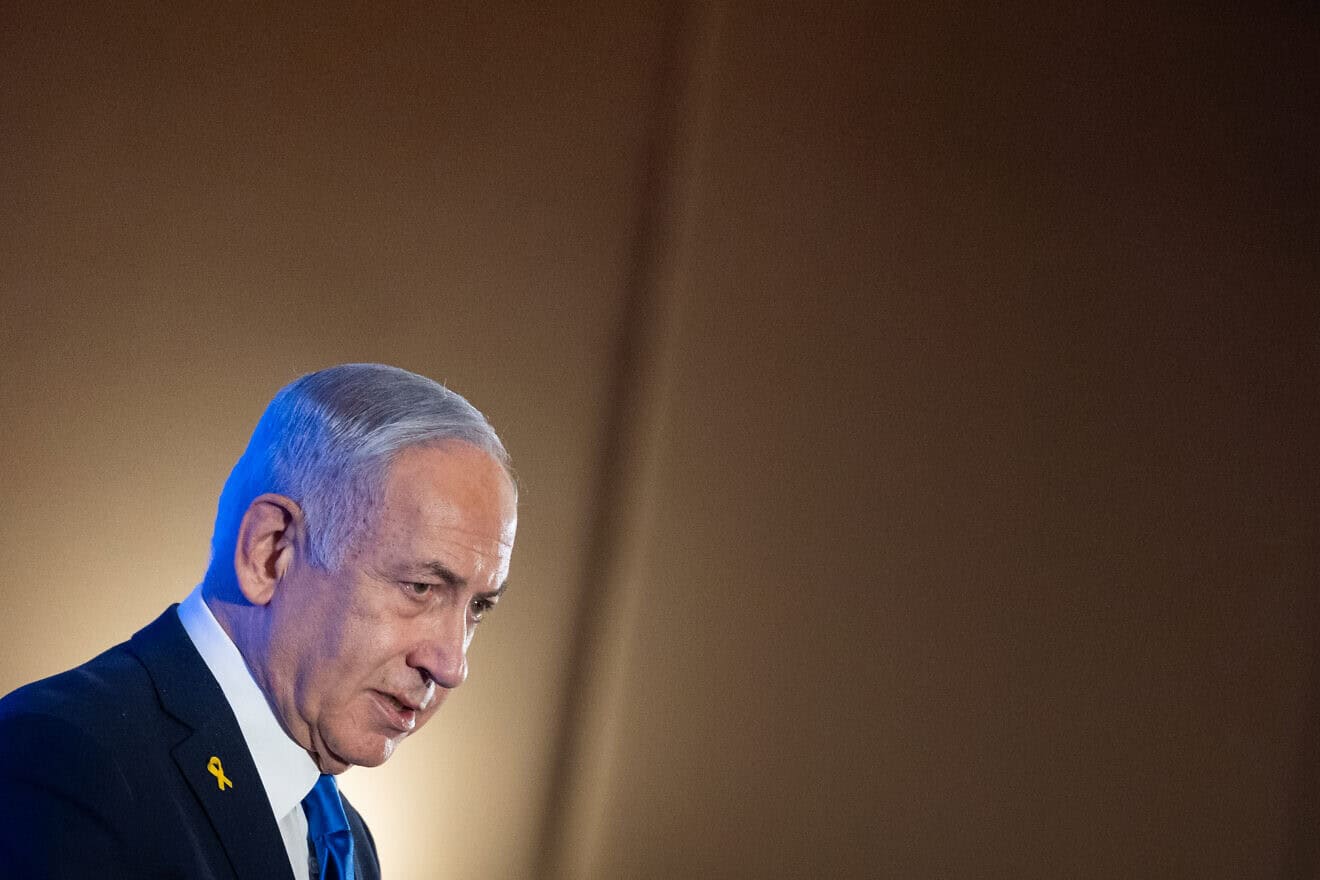 Israeli Prime Minister Benjamin Netanyahu attends a Conference of Presidents of Major American Jewish Organizations meeting in Jerusalem, on Feb. 16, 2025. Photo by Chaim Goldberg/Flash90.