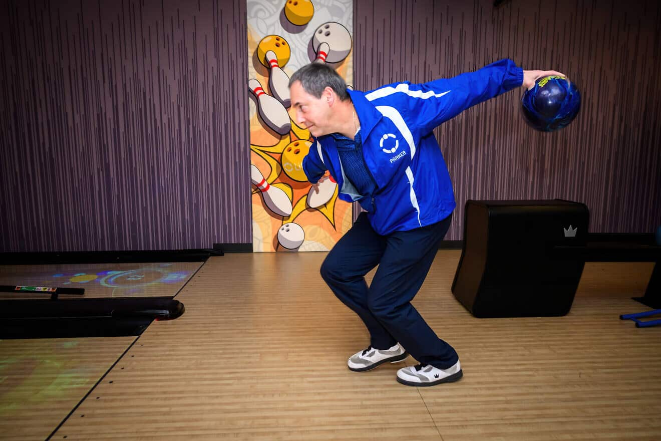 Hall of Fame bowler Parker Bohn III prepares to strike at LifeTown's bowling lanes. Photo by Kelly Giardina.
