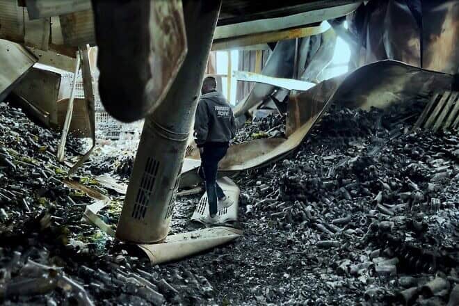 A demolished winery in the northern Israeli town of Avivim that was destroyed by Hezbollah missiles during the war, Feb. 16, 2025. Photo by Rina Castelnuovo.