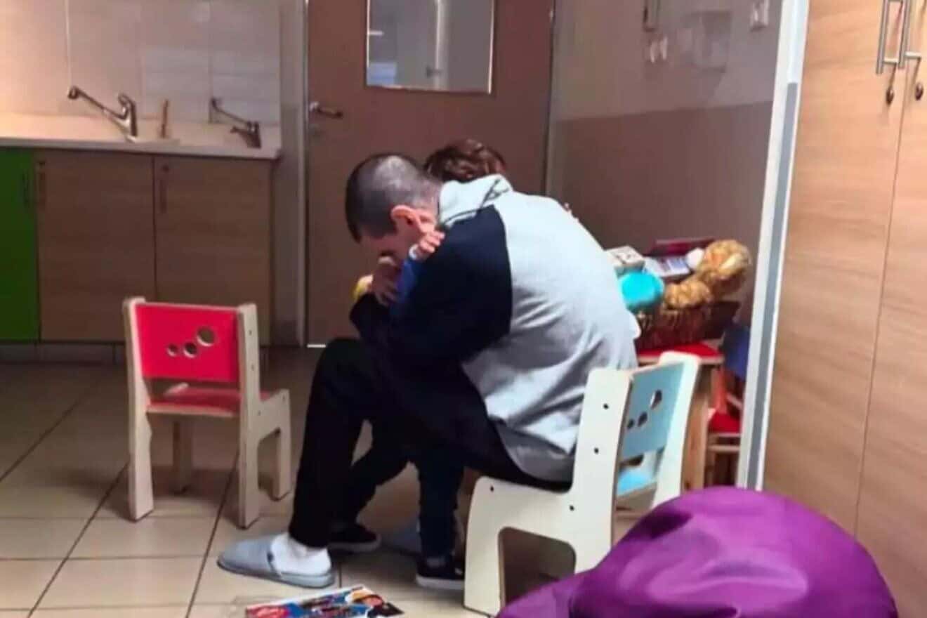 Or and his 3-year-old son, Almog Levy, reunite at Sheba Medical Center at Tel Hashomer in Ramat Gan, Feb. 8, 2025. Credit: Israel Hayom.