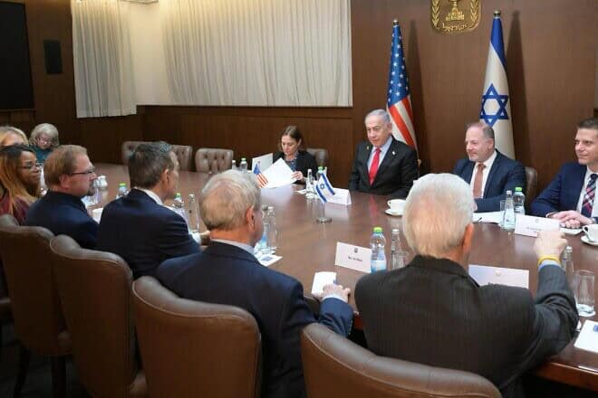 Israeli Prime Minister Benjamin Netanyahu meets with a U.S. congressional delegation in Jerusalem, Feb. 18, 2025. Photo by Amos Ben-Gershom/GPO.
