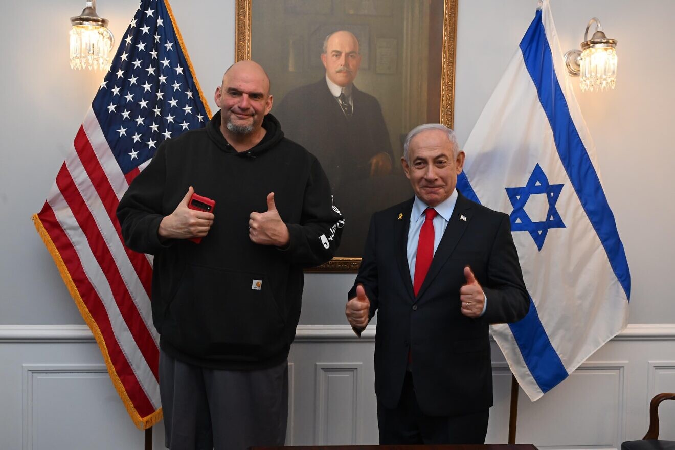Israeli Prime Minister Benjamin Netanyahu meets with Sen. John Fetterman (D-Pa.) in the U.S. Capitol, Feb. 6, 2025. Credit: Avi Ohayon/GPO.