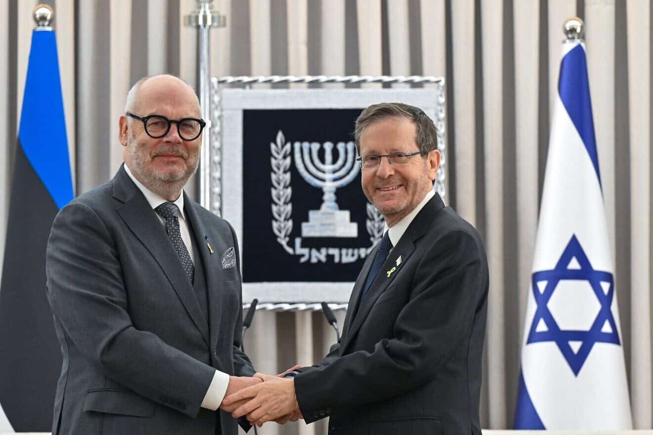 Estonian President Alar Karis and Israeli President Isaac Herzog at the President's Residence in Jerusalem, Feb. 12, 2025. Photo by Koby Gideon/GPO.