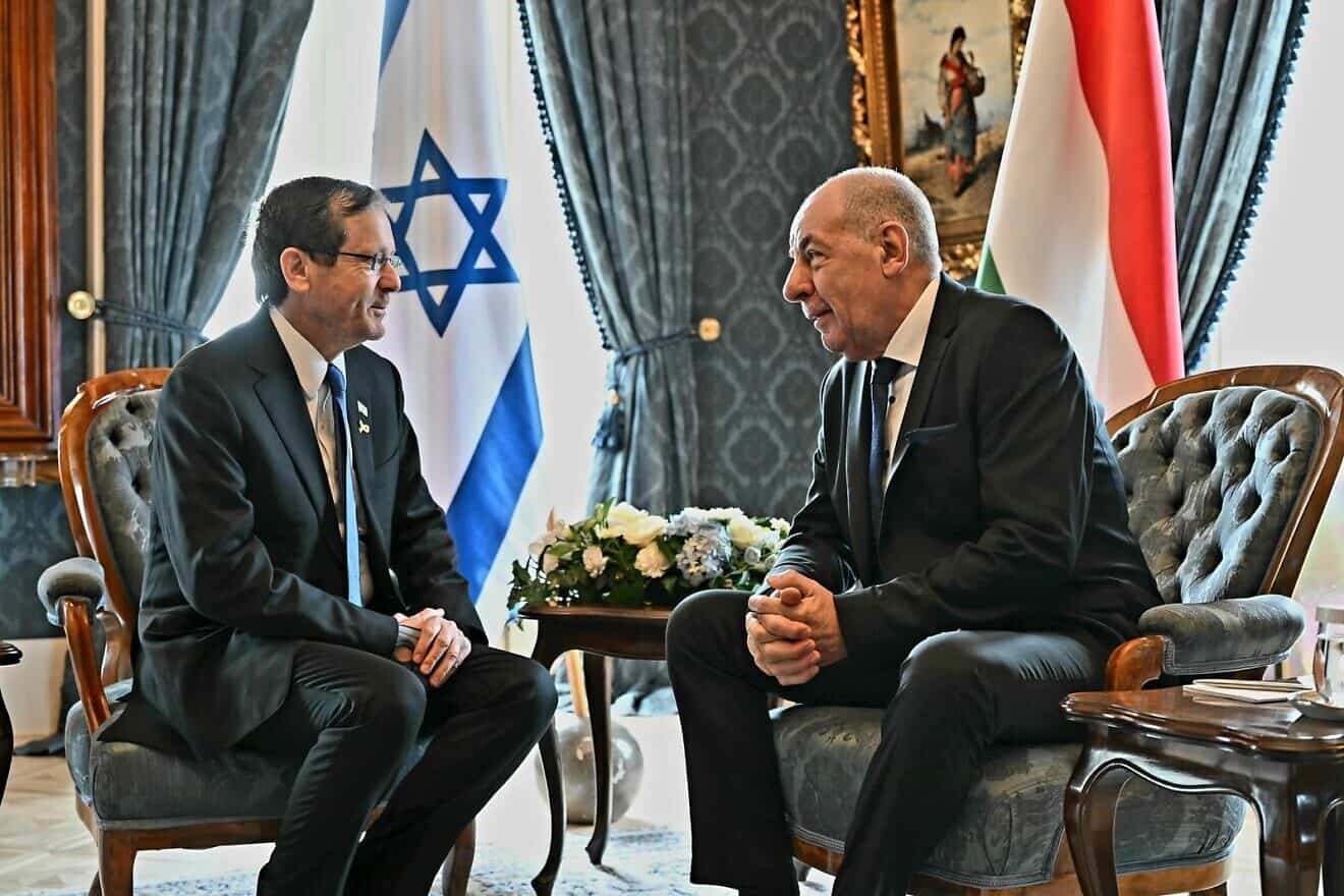Israeli President Isaac Herzog meets Hungarian President Tamás Sulyok during a state visit to Budapest, Feb. 18, 2025. Photo by Haim Zach/GPO.