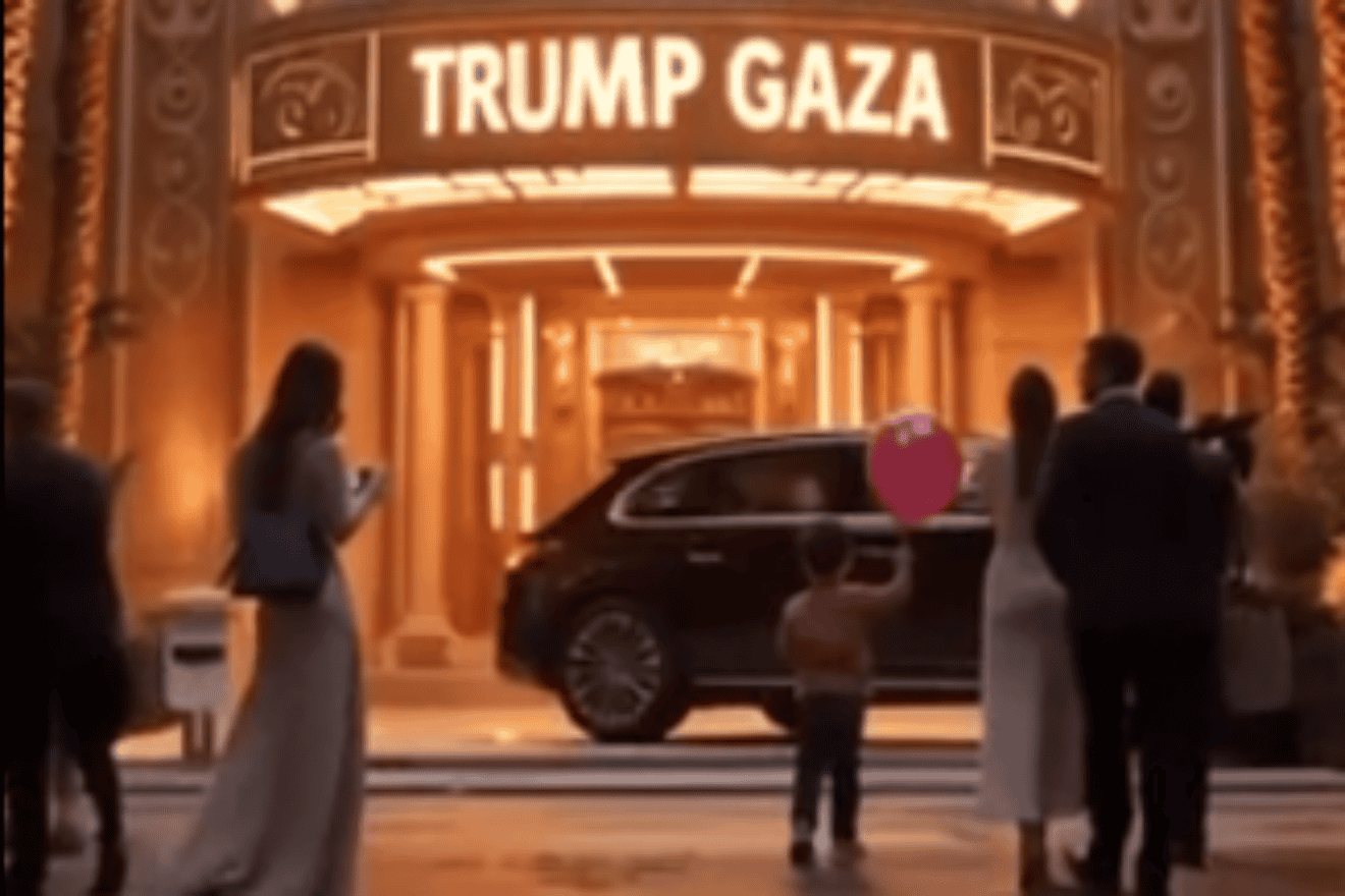 A screenshot from AI video imagining Gaza transformed into a luxury resort. Source: @realDonaldTrump/Truth.