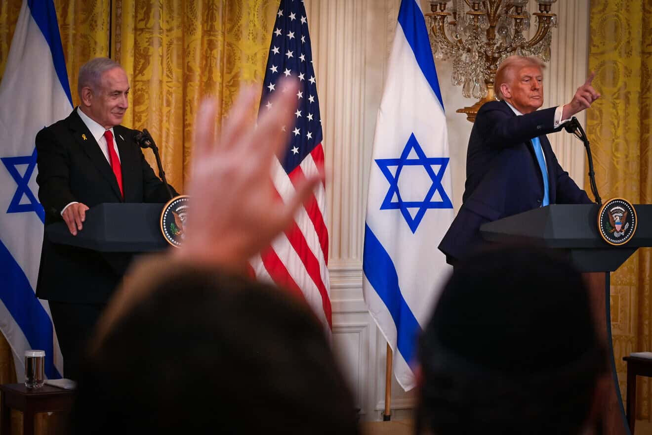 U.S. President Donald Trump and Israeli Prime Minister Benjamin Netanyahu hold a joint press conference at the White House in Washington, D.C., on Feb. 4, 2025. Photo by Liri Agami/Flash90.