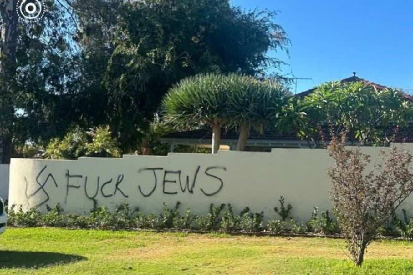 Graffiti discovered in Perth, Australia, on Feb. 2, 2025. Credit: Courtesy of the Australian Jewish Association.