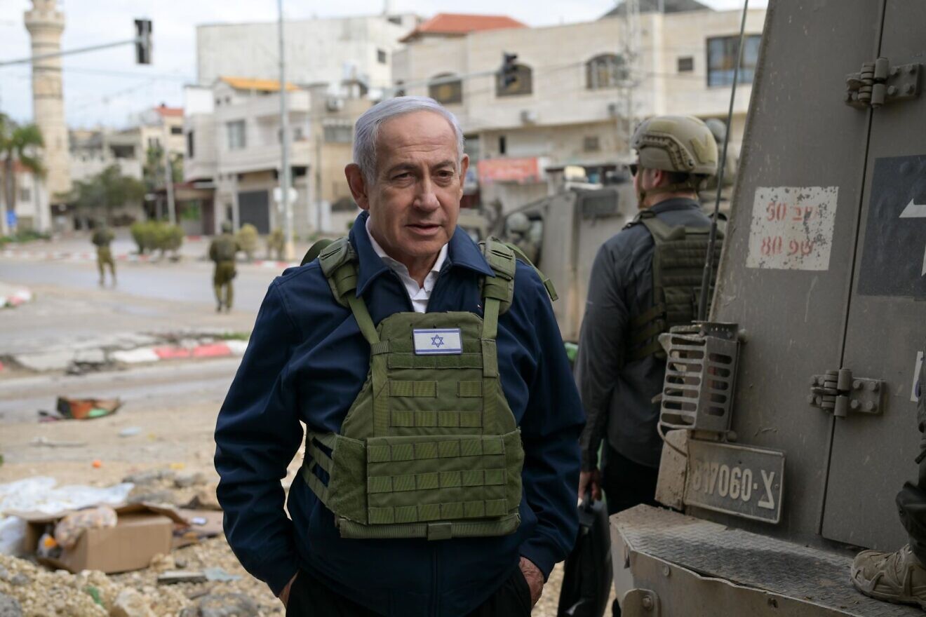 Israeli Prime Minister Benjamin Netanyahu at the Tulkarm refugee camp in Samaria, Feb. 21, 2025. Photo by Ma'ayan Toaf/GPO.