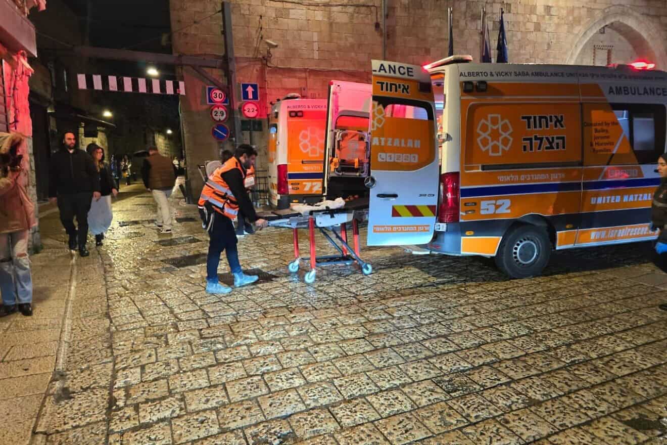 The scene of an ax attack in Jerusalem's Old City on Feb. 19, 2025. Credit: United Hatzalah.