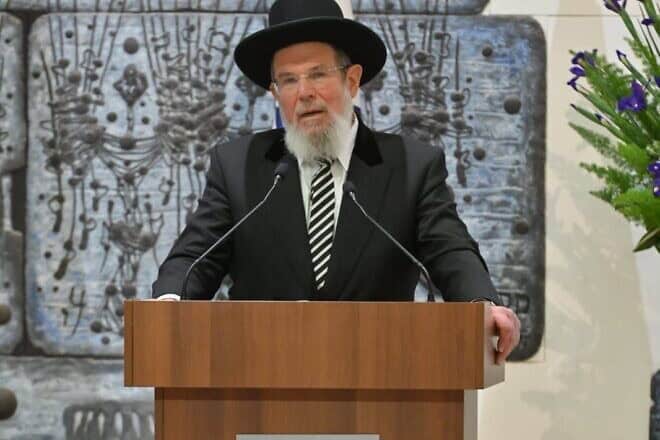 Israeli Ashkenazi Chief Rabbi Kalman Ber.  Credit: Courtesy.