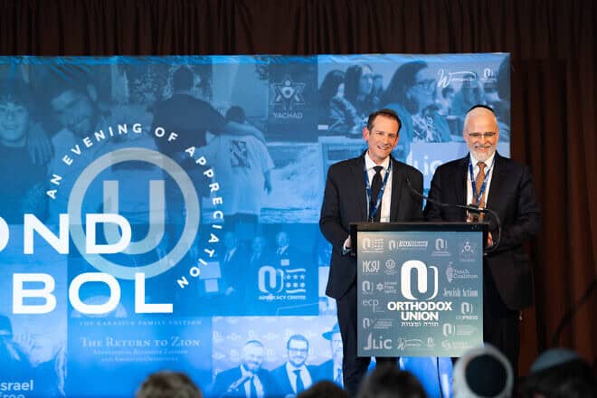 OU executive vice president and COO  Rabbi Dr. Josh Joseph (left) and OU executive vice president Rabbi Moshe Hauer shared the OU’s strategy and vision for addressing the Jewish community’s ongoing needs and advancing communal solutions. Credit: Courtesy.