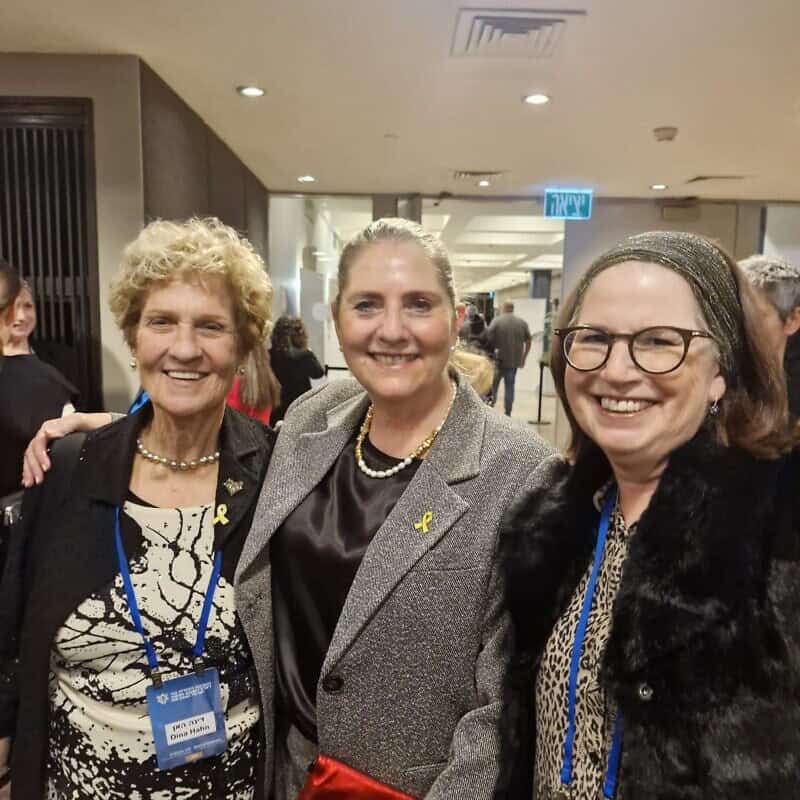From left: Dina Hahn, chair of the Board of World Emunah and Israel Emunah, first lady Michal Herzog and Tema Klausner, president of World Emunah. Credit: Courtesy of Tema Klausner.