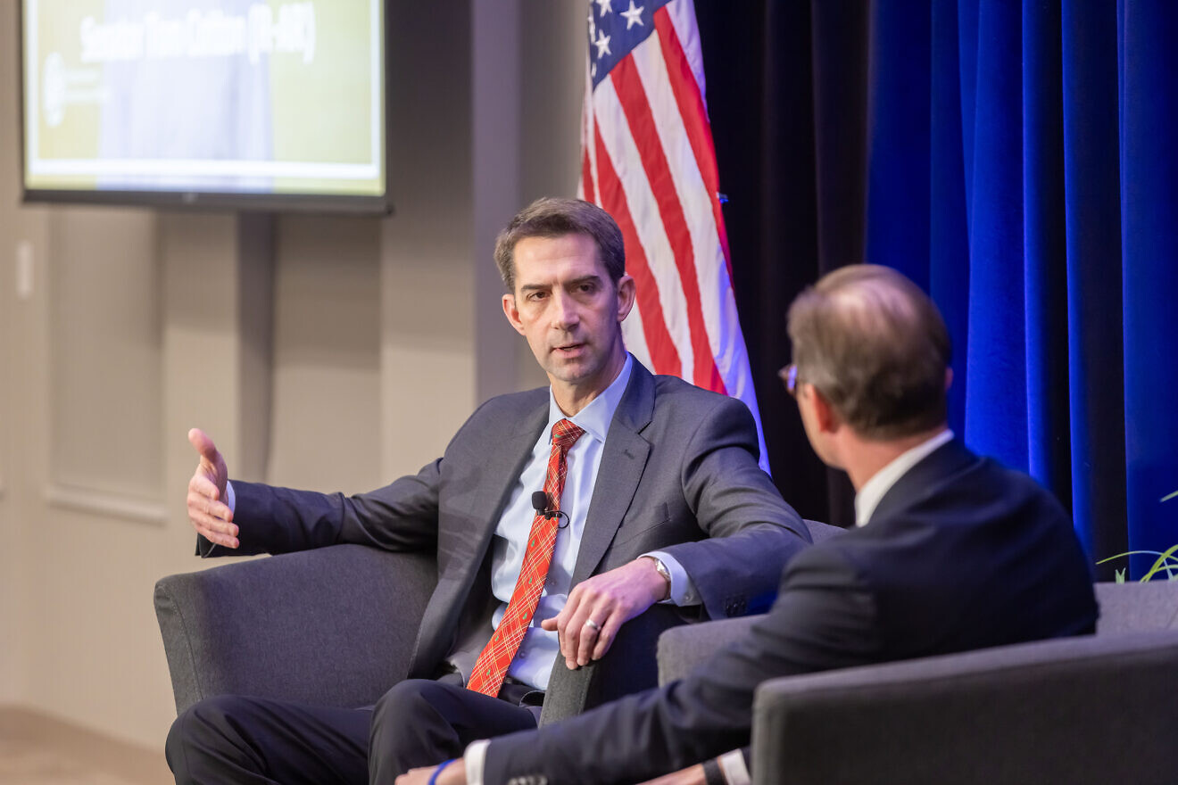 Sen. Tom Cotton (R-Ark.) speaks at a U.S. Institute of Peace event about the Israel-Hamas war, Dec. 11, 2023. Credit: USIP, via Creative Commons.