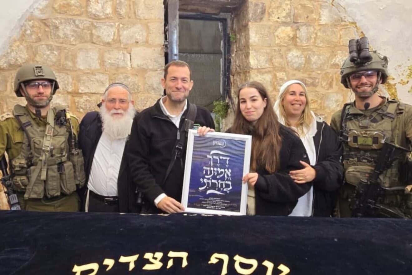 Released hostage Agam Berger at Joseph's Tomb in the Samaria city of Nablus (Shechem), March 3, 2025. Credit: Courtesy of the Samaria Regional Council.