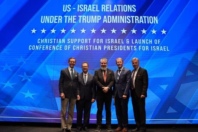 A group of evangelical Christian leaders from the United States visit Jerusalem’s Friends of Zion Museum on March 4, 2025. Photo by Gil Mezuman.