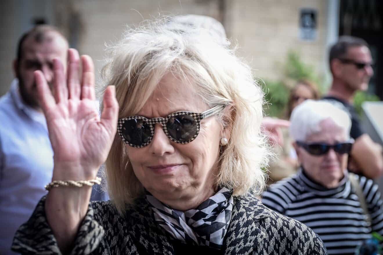 Gali Baharav-Miara, Israel's attorney general, attends the funeral of former National Labor Court Judge Elisheva Barak-Ussoskin at the Kiryat Shaul Cemetery in Tel Aviv, Dec. 11, 2024. Photo by Avshalom Sassoni/Flash90.