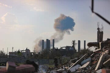 Smoke rises after an Israeli air strike in Gaza on March 18, 2025. Photo by Ali Hassan/Flash90.