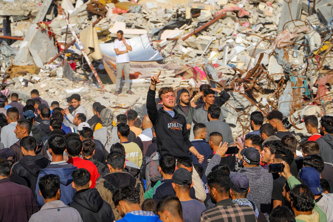 Palestinians take part in an anti-Hamas protest, calling to end the war with Israel, in Beit Lahia, in the northern Gaza Strip, March 26, 2025. Credit: Flash90.