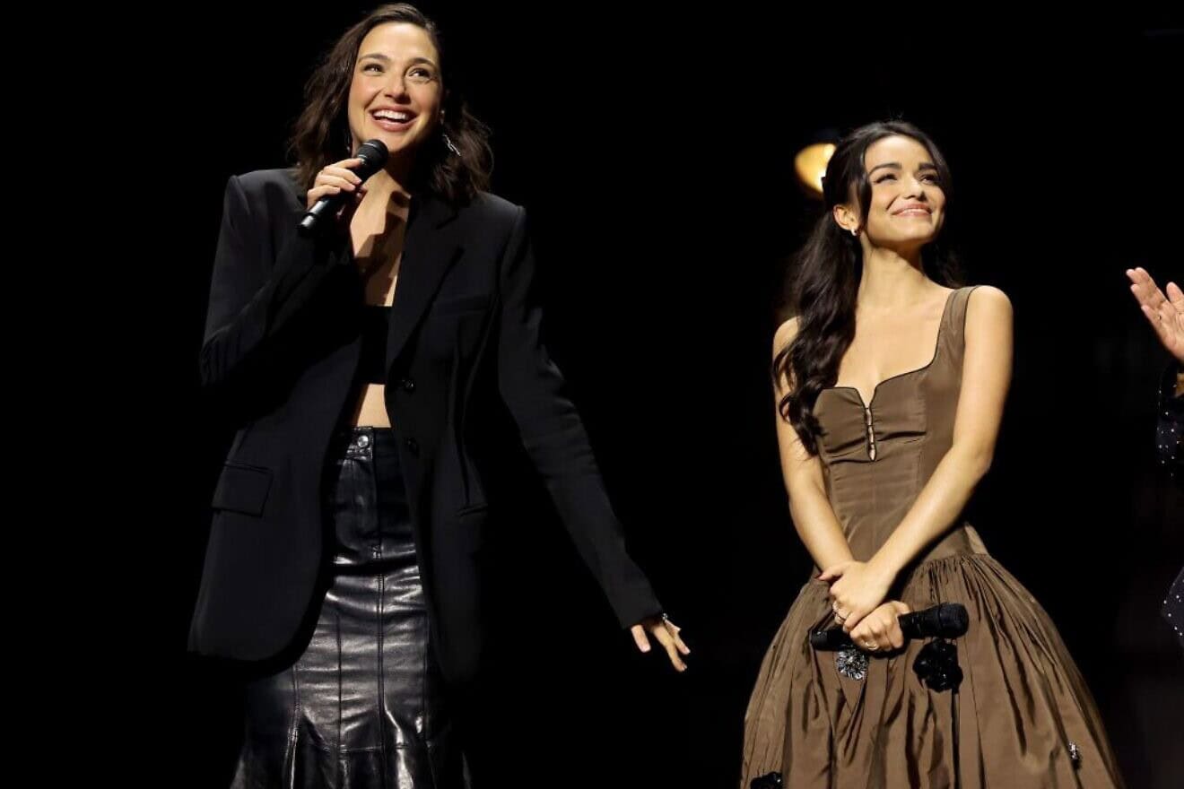 Gal Gadot and Rachel Zegler at the Disney Entertainment Showcase at D23: The Ultimate Disney Fan Event in Anaheim, Calif., on Aug. 09, 2024. Photo by Jesse Grant/Getty Images for Disney.