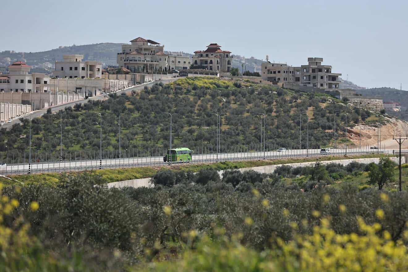 The bypass road that Israel built around the Palestinian terrorist hotspot of Huwara, on March 13, 2024. Photo by Zain Jaafar/AFP via Getty Images.