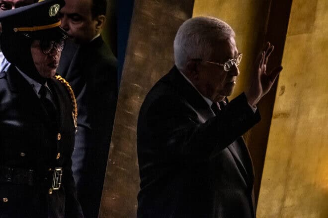 P.A. president Mahmoud Abbas approaches the podium during the United Nations General Assembly (UNGA) at the United Nations headquarters in New York City, on Sept. 26, 2024. Photo: Stephanie Keith/Getty Images.