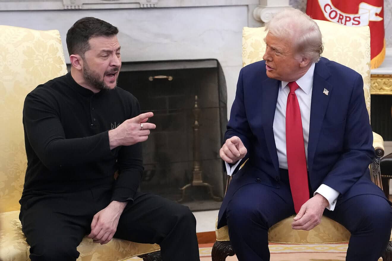 U.S. President Donald Trump and Ukrainian President Volodymyr Zelenskyy meet in the Oval Office at the White House, on Feb. 28, 2025. Photo by Andrew Harnik/Getty Images.