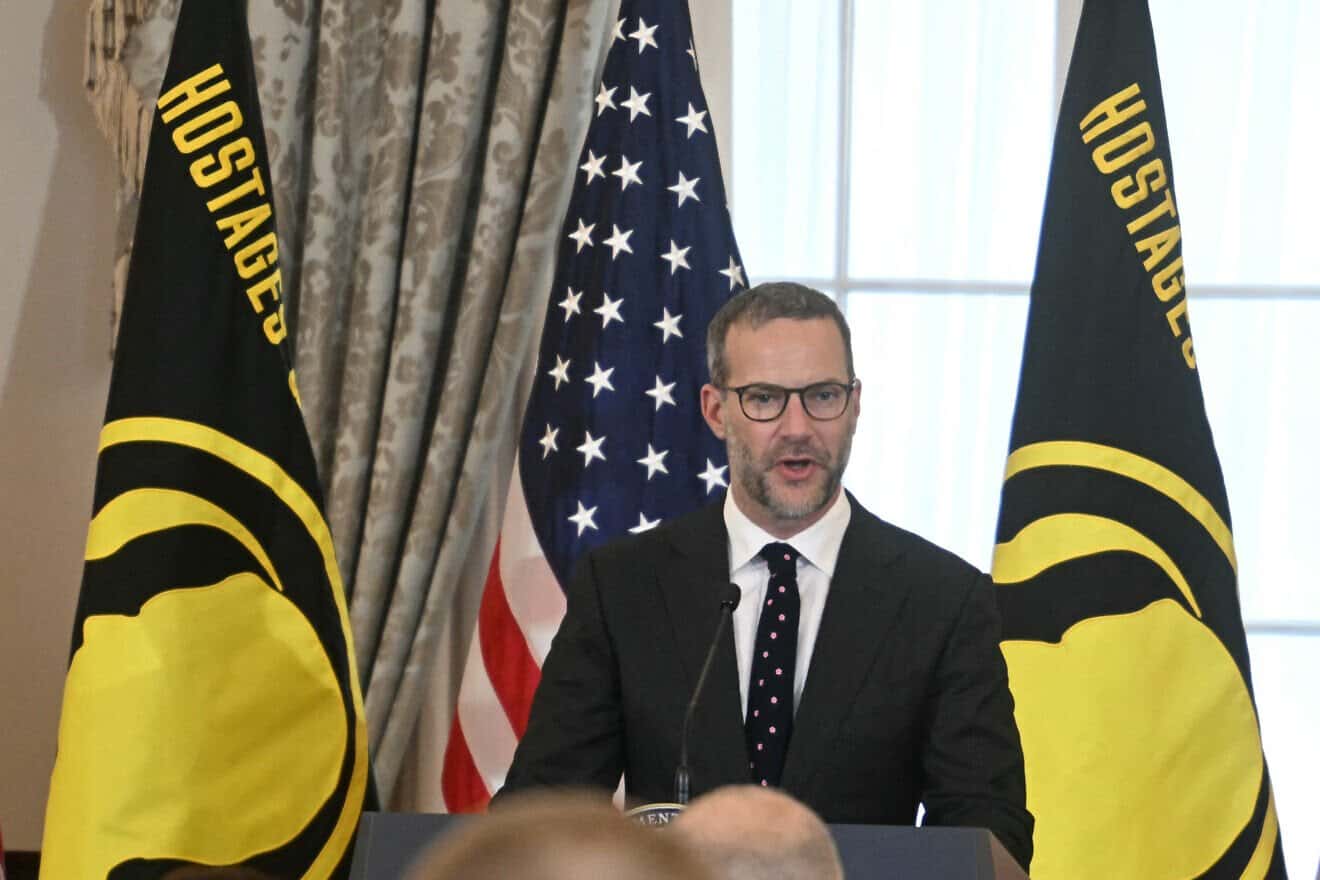 Adam Boehler, special envoy for hostage affairs, speaks during a U.S. hostage and wrongful detainee flag-raising ceremony at the U.S. State Department in Washington, D.C., on March 6, 2025. Photo by Jim Watson/AFP via Getty Images.