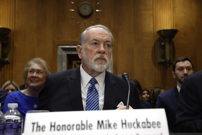 Former Arkansas Gov. Mike Huckabee, U.S. President Donald Trump's nominee to be ambassador to Israel, testifies during his Senate Foreign Relations Committee confirmation hearing at the Dirksen Senate Office Building on March 25, 2025 in Washington, D.C. Photo by Kevin Dietsch/Getty Images.