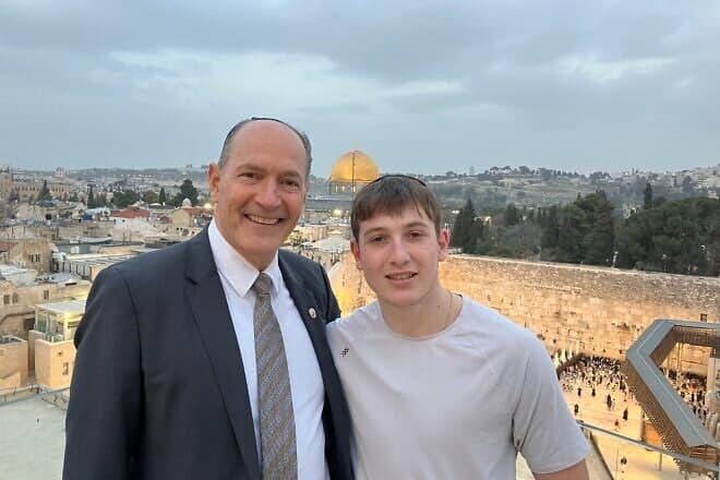 Panama’s Ambassador to Israel Ezra Cohen and his grandson Moshe Guindi in Jerusalem's Old City, March 5, 2025. Credit: Courtesy of Ezra Cohen.
