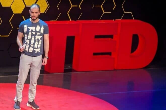 Ilya Sutskever speaks at a TED AI conference in San Francisco, on Oct. 17, 2023. Photo by Glenn Chapman/AFP via Getty Images.