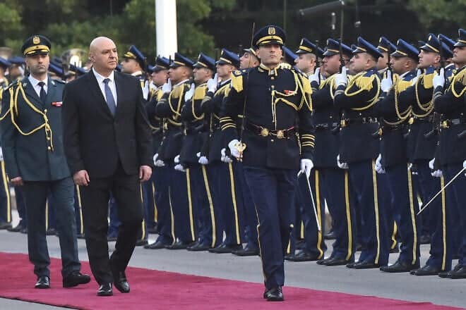 Newly elected Lebanese president Joseph Aoun reviews an honor guard upon his arrival at the Presidential Palace in Baabda, east of Beirut, on Jan. 9, 2025. Photo by Fadel Itani/AFP via Getty Images.