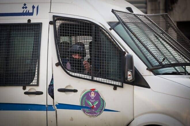 Palestinian security forces enforce the law in the city of Jenin and its camp in the West Bank, Dec. 16, 2024. Photo by Nasser Ishtayeh/Flash90.