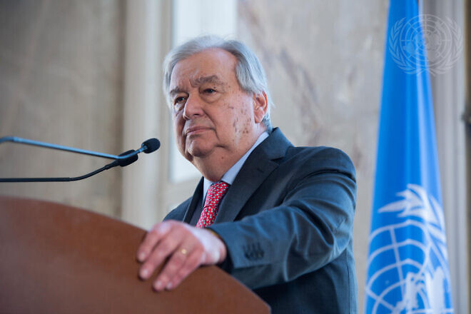 U.N. Secretary-General António Guterres briefs reporters following an informal meeting on Cyprus at the United Nations Office in Geneva, March 18, 2025. Violaine Martin/U.N. Photo.
