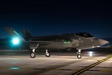 One of three new F-35I fighter jets that arrived at the Israeli Air Force's Nevatim Airbase on March 13, 2025. Credit: IDF.