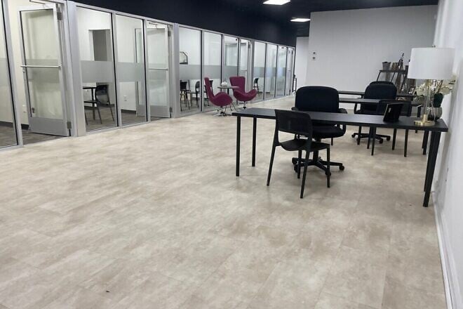 Gratz College's Jenkintown headquarters has office space and room for small community gatherings. Photo by Brian Kroker, 
 Lindy Properties.
