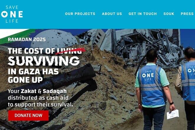 A screen shot of the website of Save One Life UK.