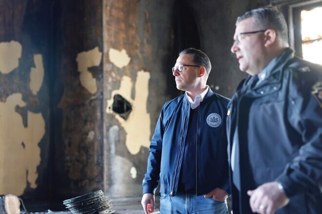 Pennsylvania Gov. Josh Shapiro (D) surveys the damage after an arson attack at the governor's mansion in Harrisburg, Pa., on April 13, 2025. Credit: Commonwealth Media Services/Commonwealth of Pennsylvania.