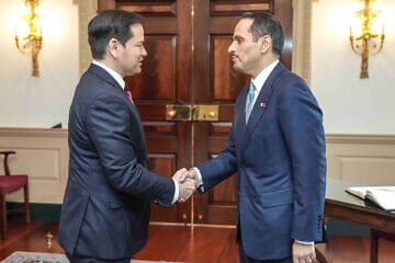 U.S. Secretary of State Marco Rubio meets with Qatari Prime Minister and Foreign Minister Mohammed bin Abdulrahman Al Thani at the State Department, April 22, 2025. Credit: Freddie Everett/State Department.