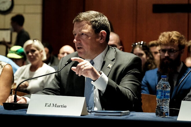 Ed Martin, president of the Eagle Forum Education and Legal Defense Fund, speaks during a Jan. 6 field hearing held by Rep. Matt Gaetz (R-Fla.) in the U.S. Capitol on June 13, 2023. Credit: Michael A. McCoy/Getty Images.