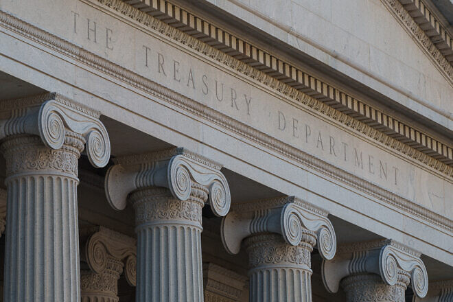 The Treasury Building in Washington, D.C., Jan. 3, 2024. Photo by J.David Ake/Getty Images.