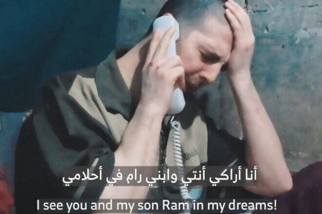 Screenshot of Hamas propaganda video published on April 19, 2025 featuring Israeli hostage Elkana Bohbot. Source: X.