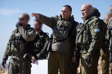 Israel Defense Forces Chief of Staff Lt. Gen. Eyal Zamir (center) during a visit to southern Syria, April 20, 2025. Credit: IDF.