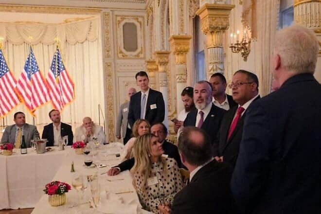 Israeli National Security Minister Itamar Ben-Gvir meets with senior members of the Republican Party at U.S. President Donald Trump's Mar-a-Lago estate in Palm Beach, Fla., April 22, 2025. Credit: Itamar Ben-Gvir/X.