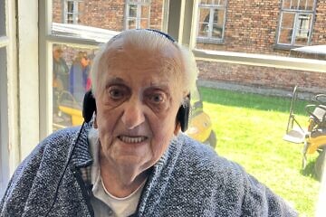 Azriel Ziperberg in Auschwitz, April 23, 2025. Photo by Etgar Lefkovits.
