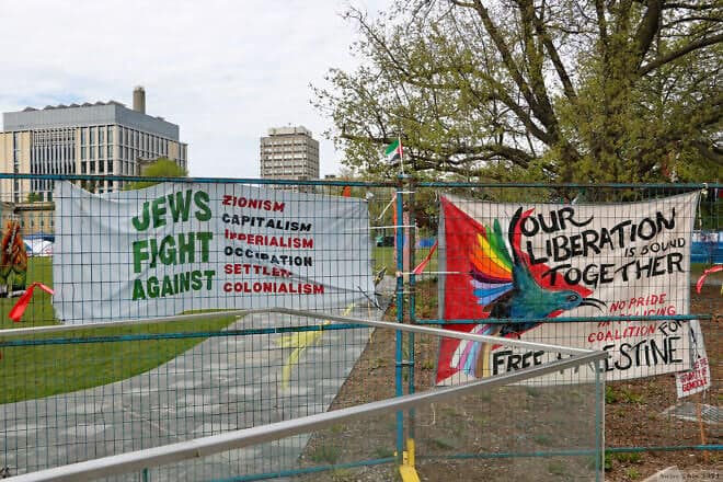 Jewish and gay groups join anti-Israel protests  at the University of Toronto Credit: Can Pac Swire via Wikimedia Commons.