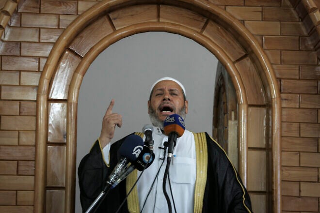 Senior Hamas leader Khalil al-Hayya, gives a speech during Friday prayers in Rafah, the southern Gaza Strip, on June 12, 2015. Photo by Abed Rahim Khatib/Flash90.
