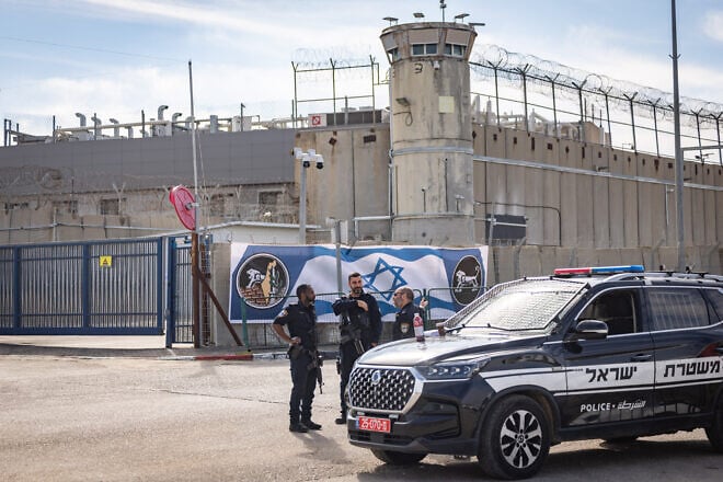 Israeli security forces guard at the Ofer prison, outside of Jerusalem, on Jan. 25, 2025. Photo by Yonatan Sindel/Flash90.